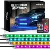 Nilight 4Pcs 12inch LED Grille Lights 72 LEDs RGB Multi Color Exterior Lighting Kit with Sound Active Function and Wireless Remote Control for Cars Van SUV Truck(24Inch Grille Light w/Remote+APP)