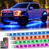 Nilight 4Pcs RGBW Aluminum Underglow Neon Accent Strip Lights 252LEDs Door Assist Multi Color DIY Sound Active Function Music Mode with APP and Remote Control Underbody Light Strips for Car Truck RV