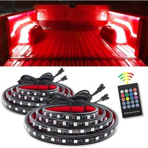Nilight 4Pcs 12inch LED Grille Lights 72 LEDs RGB Multi Color Exterior Lighting Kit with Sound Active Function and Wireless Remote Control for Cars Van SUV Truck(2Pcs RGB Bed Strip)