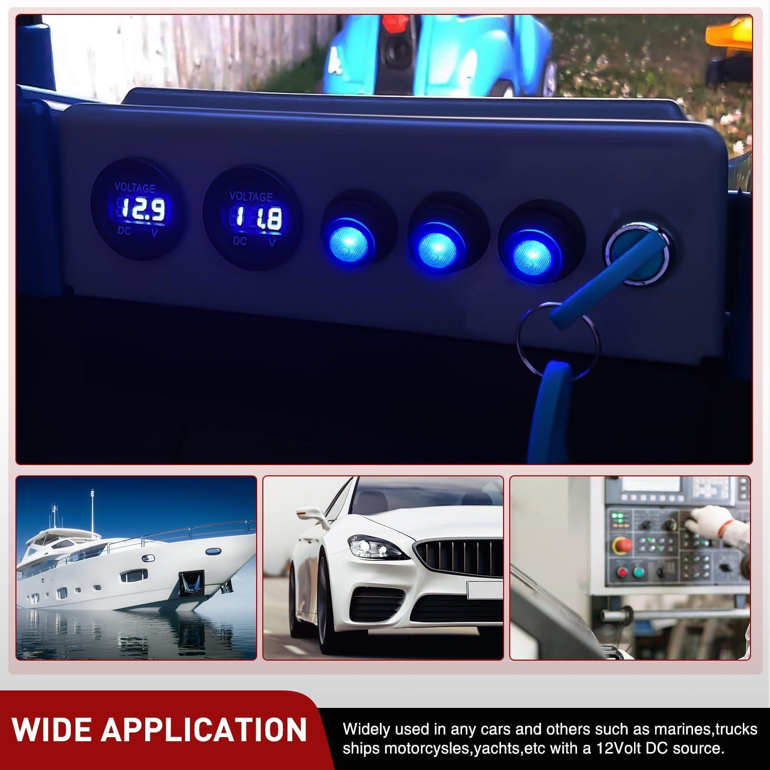 image:imageNilight 12PCS Round Rocker Switches 12V 24V 20A Yellow LED Toggle swtiches SPST 3 Pin 2 Position for Car Truck Vehicle Boat Marine Rocker On Off ControlWaterproof Switch Switch Holder