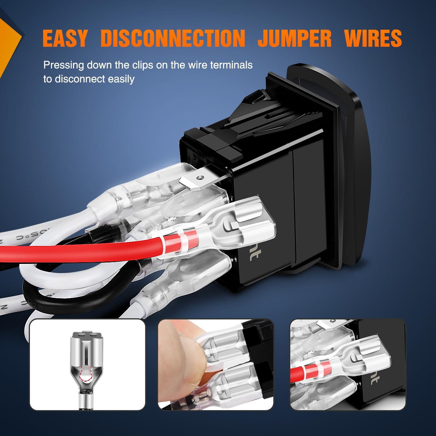 image:imageNilight Light Rocker Switch Led Bar 5 Pin Laser On Off SPST Switches 20A12V 10A24V Blue with Jumper Wires Set for Cars Trucks Boats ATVs UTVs RVsDRIVING LIGHTS