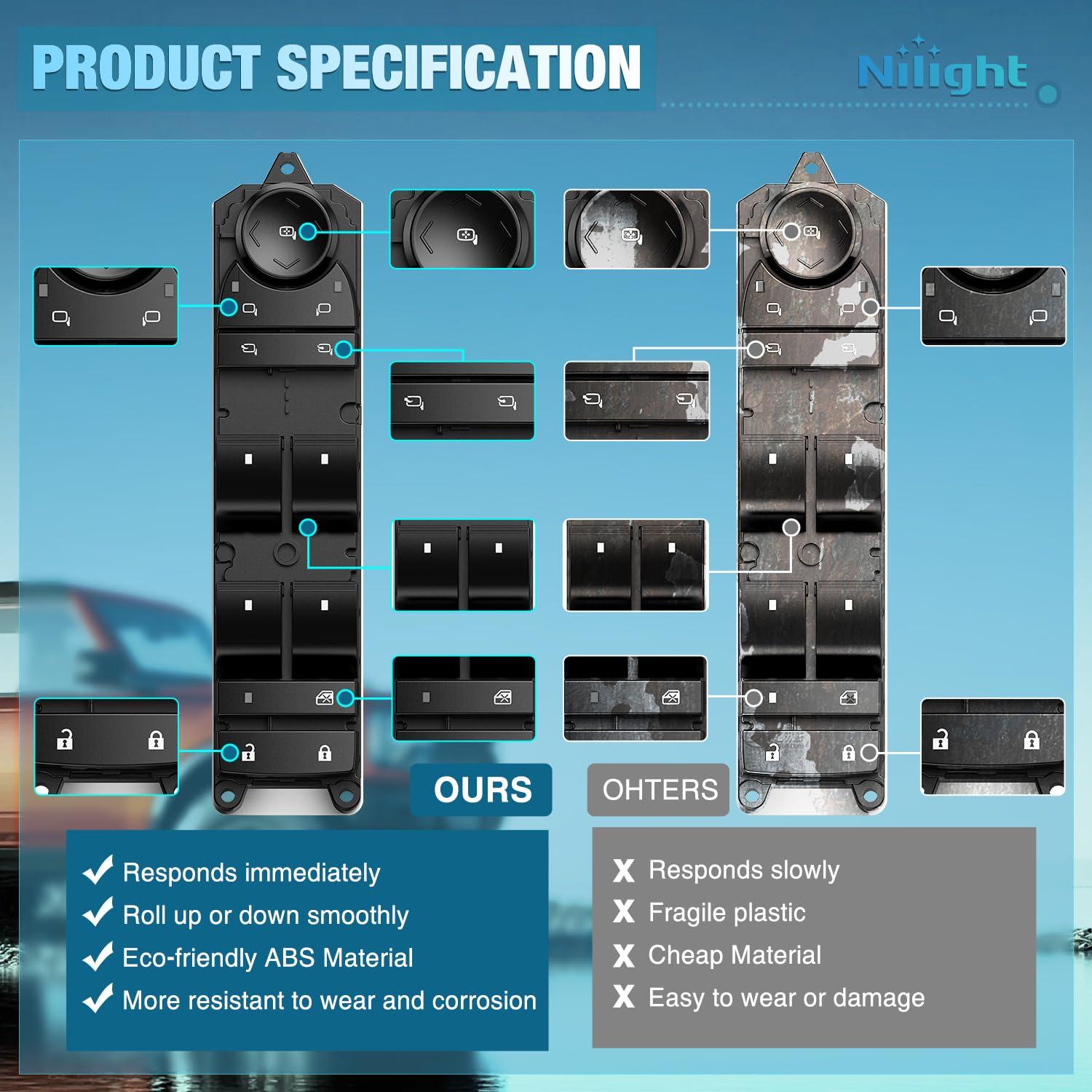 image:imageNilight Power Master Window Switch Compatible with 2001 2002 2003 2004 2005 Honda Civic 20022006 Honda CRV Sport Utility Front Left Driver Side Replacement Button Windows Switches SetChevroletGMC 20072013