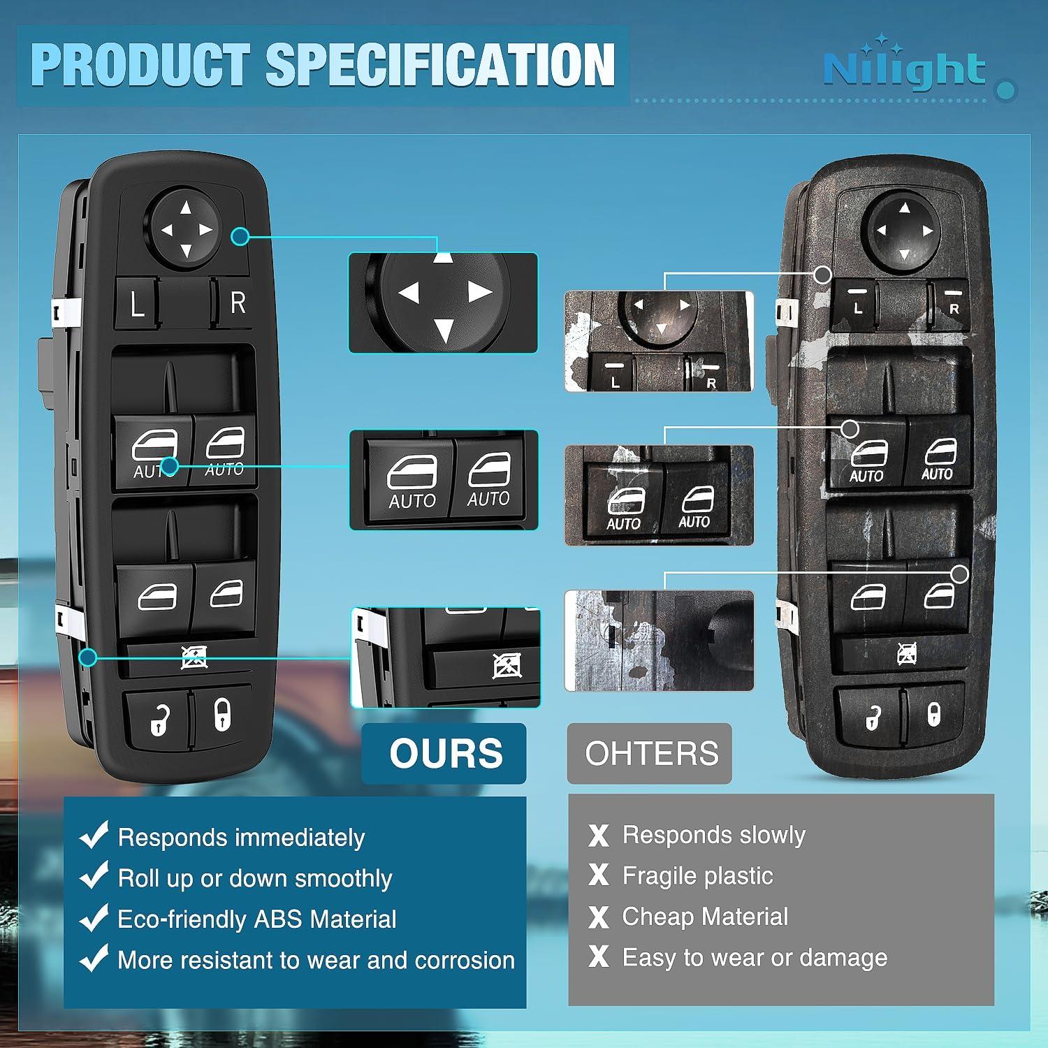 image:imageNilight Power Master Window Switch Compatible with 2001 2002 2003 2004 2005 Honda Civic 20022006 Honda CRV Sport Utility Front Left Driver Side Replacement Button Windows Switches SetDodge Journey 20112016