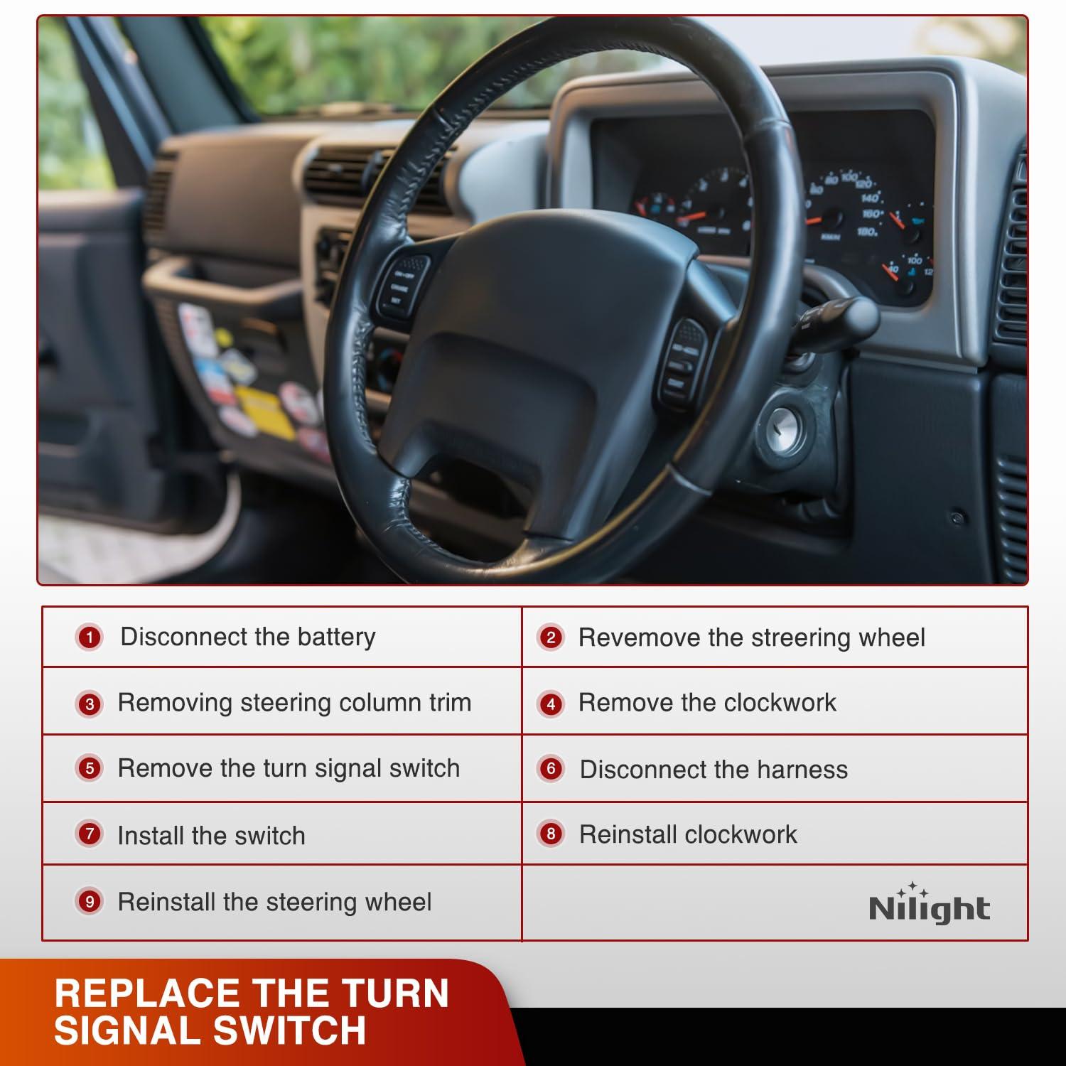 image:imageNilight Turn Signal Switch Compatible with 2002 2003 2004 2005 2006 2007 2008 2009 Dodge Ram 20042009 Durango 20052010 Dakota 20072009 Aspen 20062009 Raider Blinker Lever Switch 2 Year Warranty20012006 Jeep Wrangler TJ