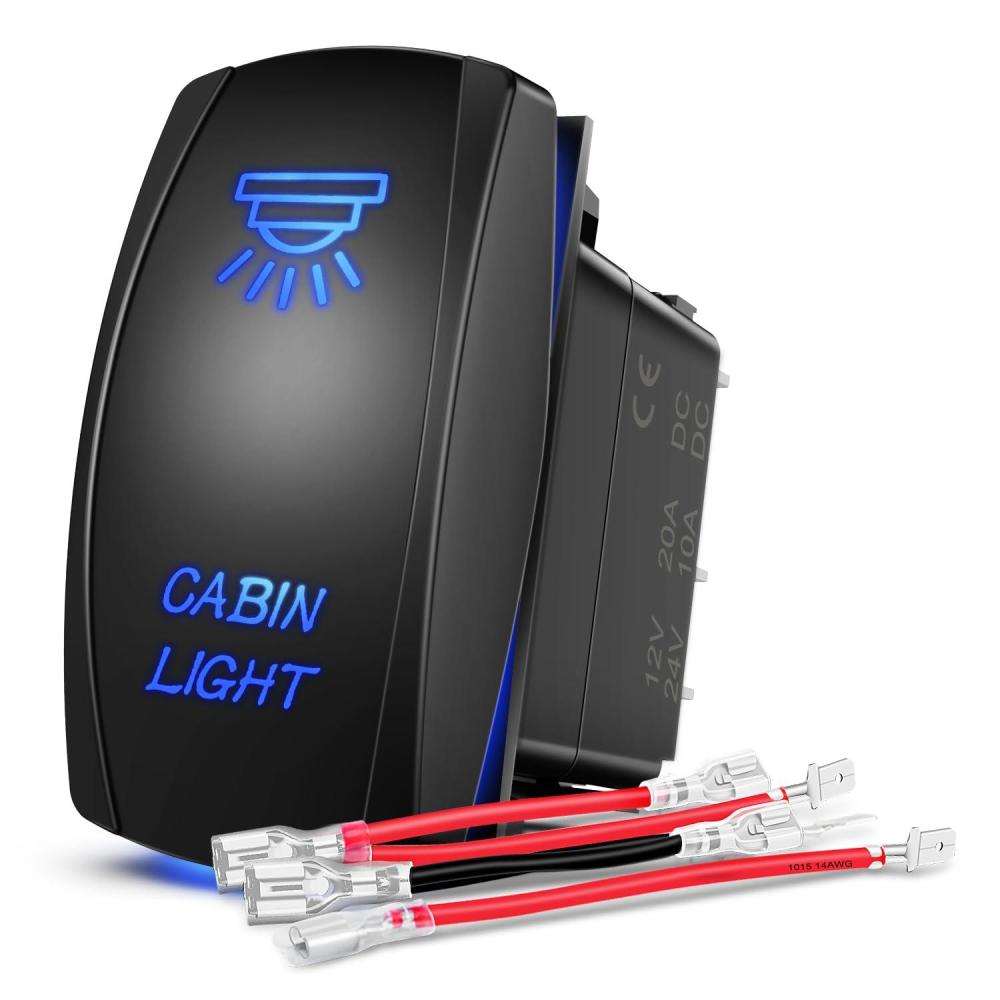 image:imageNilight Light Rocker Switch Led Bar 5 Pin Laser On Off SPST Switches 20A12V 10A24V Blue with Jumper Wires Set for Cars Trucks Boats ATVs UTVs RVsCABIN LIGHT