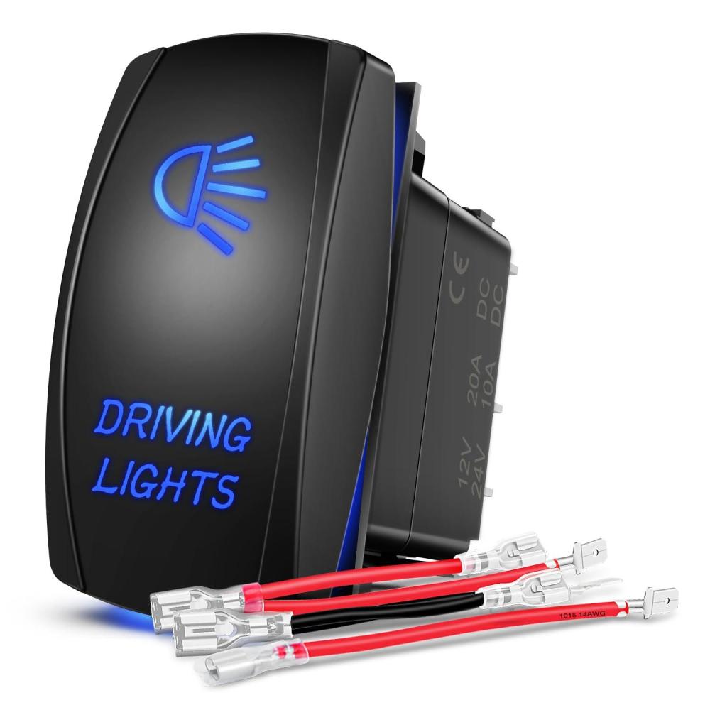 image:imageNilight Light Rocker Switch Led Bar 5 Pin Laser On Off SPST Switches 20A12V 10A24V Blue with Jumper Wires Set for Cars Trucks Boats ATVs UTVs RVsDRIVING LIGHTS