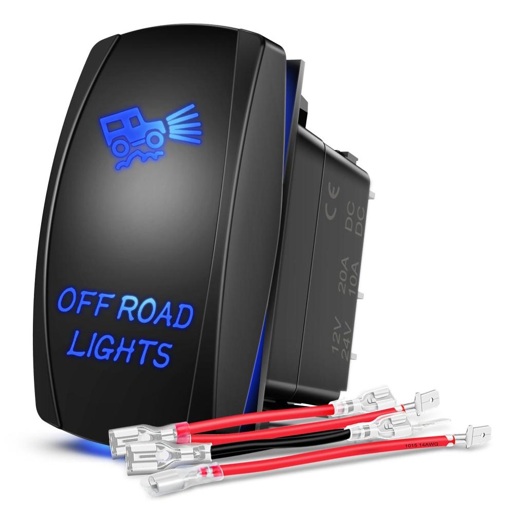 image:imageNilight Light Rocker Switch Led Bar 5 Pin Laser On Off SPST Switches 20A12V 10A24V Blue with Jumper Wires Set for Cars Trucks Boats ATVs UTVs RVsOFF ROAD LIGHTS
