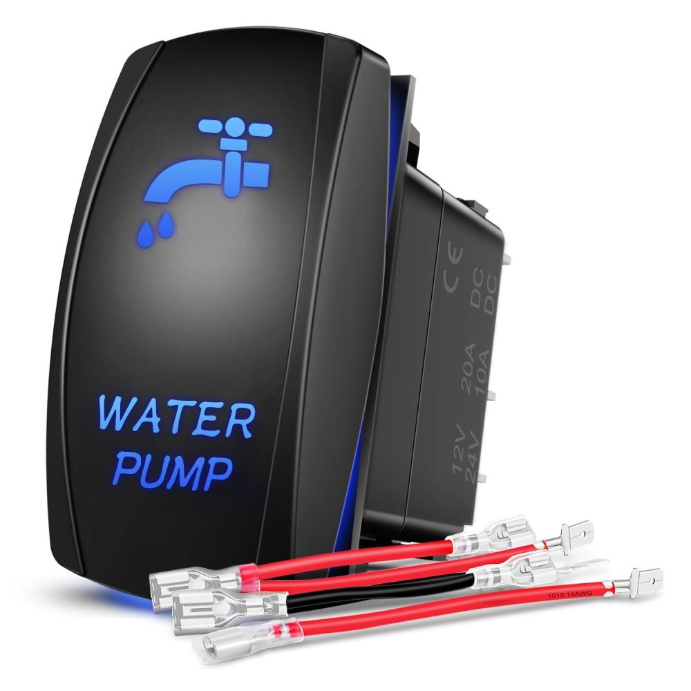 image:imageNilight Light Rocker Switch Led Bar 5 Pin Laser On Off SPST Switches 20A12V 10A24V Blue with Jumper Wires Set for Cars Trucks Boats ATVs UTVs RVsWATER PUMP