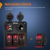 Nilight 6PCS 5PIN SPST Rocker Switches with 6 Sets Jumper Wires Set 20A/12V 10A/24V On/Off Toggle Switches with Night Glow Sticker for Trucks Boats Auto Motorcycles,2 Years Warranty (90131F) , Blue(Red 6 PCS)