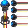 Nilight 12PCS Round Rocker Switches 12V 24V 20A Yellow LED Toggle swtiches SPST 3 Pin 2 Position for Car Truck Vehicle Boat Marine Rocker On Off Control(Waterproof Switch + Switch Holder)