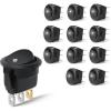 Nilight 12PCS Round Rocker Switches 12V 24V 20A Yellow LED Toggle swtiches SPST 3 Pin 2 Position for Car Truck Vehicle Boat Marine Rocker On Off Control(12PCS Switch White)