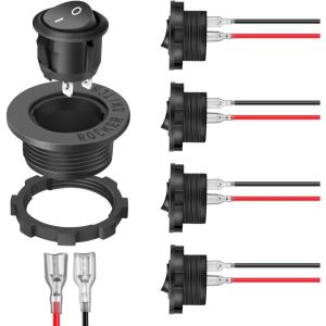 Nilight 12PCS Round Rocker Switches 12V 24V 20A Yellow LED Toggle swtiches SPST 3 Pin 2 Position for Car Truck Vehicle Boat Marine Rocker On Off Control(5PCS Switch + Switch Holder)