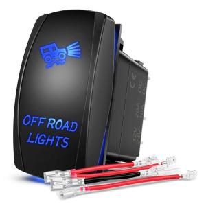 Nilight Light Rocker Switch Led Bar 5 Pin Laser On Off SPST Switches 20A/12V 10A/24V Blue with Jumper Wires Set for Cars Trucks Boats ATVs UTVs RVs(OFF ROAD LIGHTS)