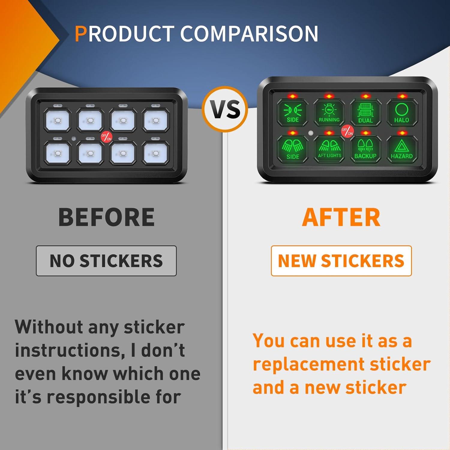 image:imageNilight 120PCS Switch Panel Stickers Multifunction Button Sticker for 68 Gang Label Decal for Circuit Cars Marine Boats RV Truck Vehicle Text Dashboard