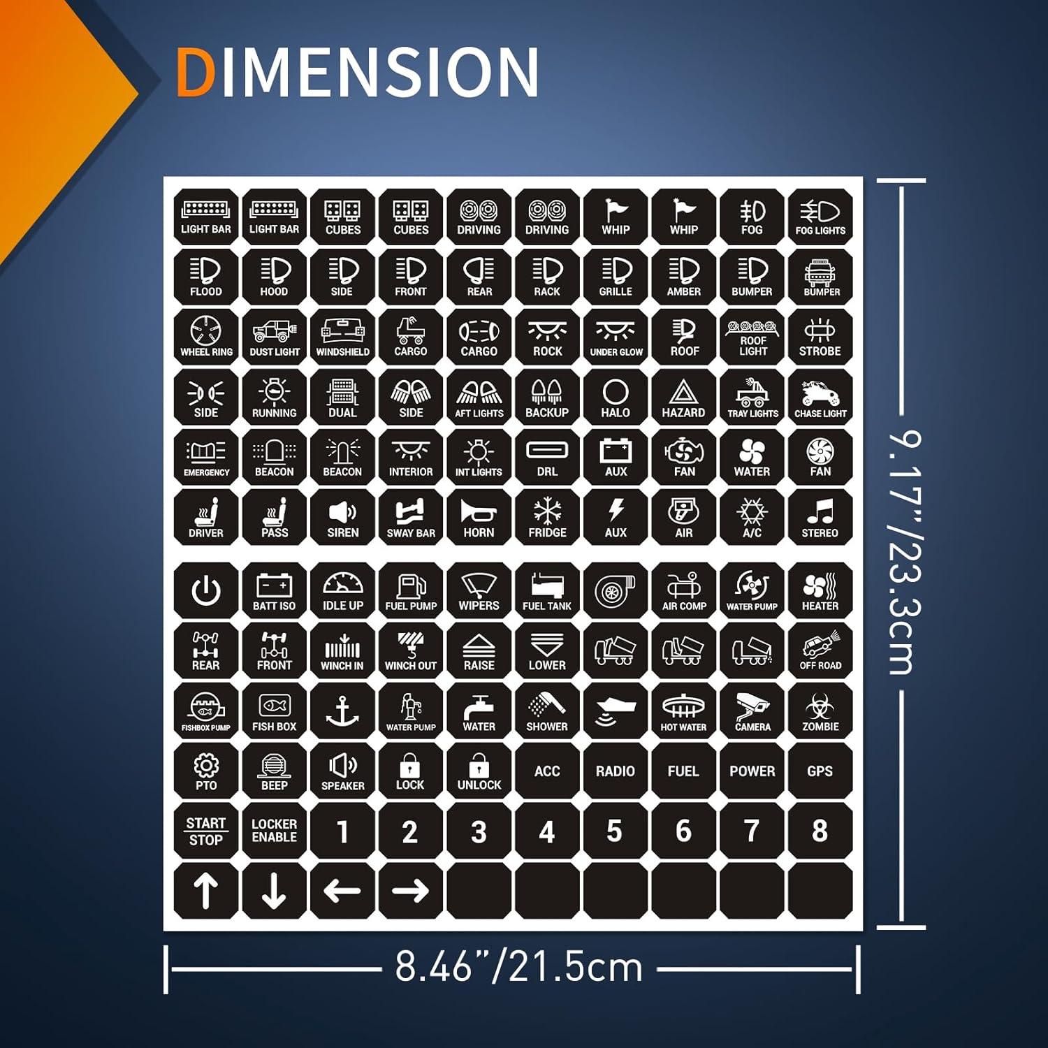 image:imageNilight 120PCS Switch Panel Stickers Multifunction Button Sticker for 68 Gang Label Decal for Circuit Cars Marine Boats RV Truck Vehicle Text Dashboard