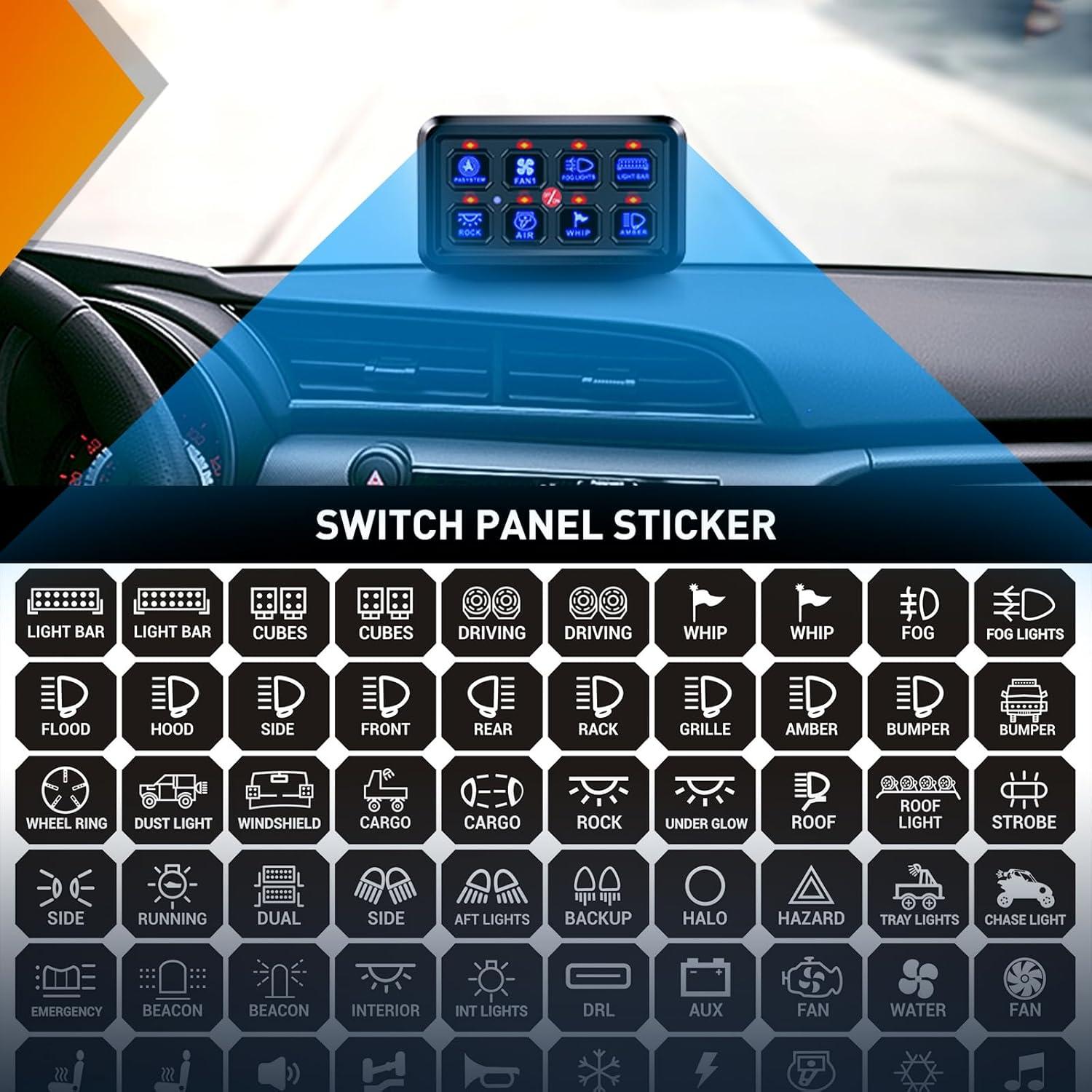 image:imageNilight 120PCS Switch Panel Stickers Multifunction Button Sticker for 68 Gang Label Decal for Circuit Cars Marine Boats RV Truck Vehicle Text Dashboard