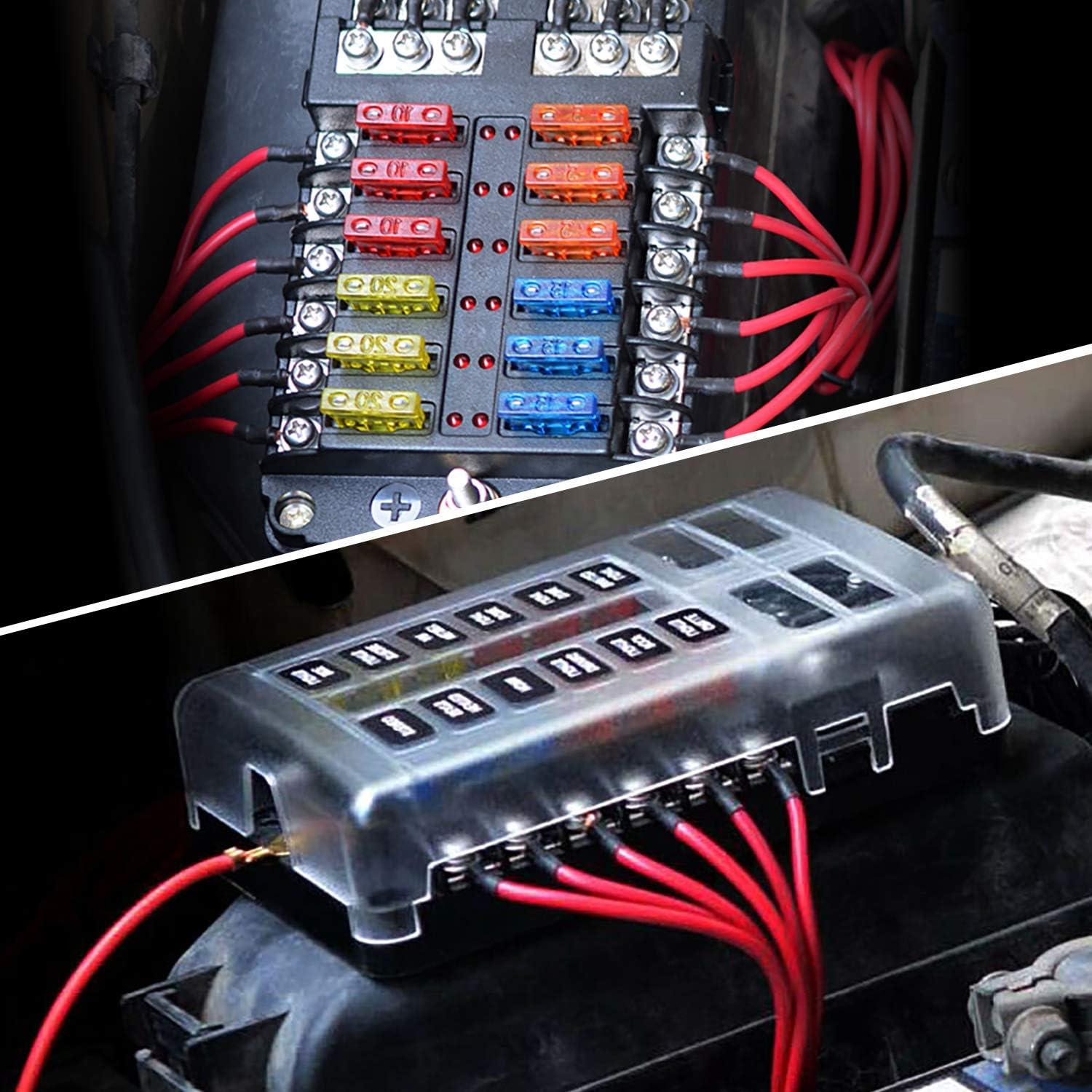 image:imageNilight 12V24V Camping Electrical System Centre Battery Power Control Box Fuse Block Switches Cigar Socket Voltmeter USB Charger Anderson Connector Ideal for RV Car Canopy Caravan Camper Trailer Van12Way Fuse Block