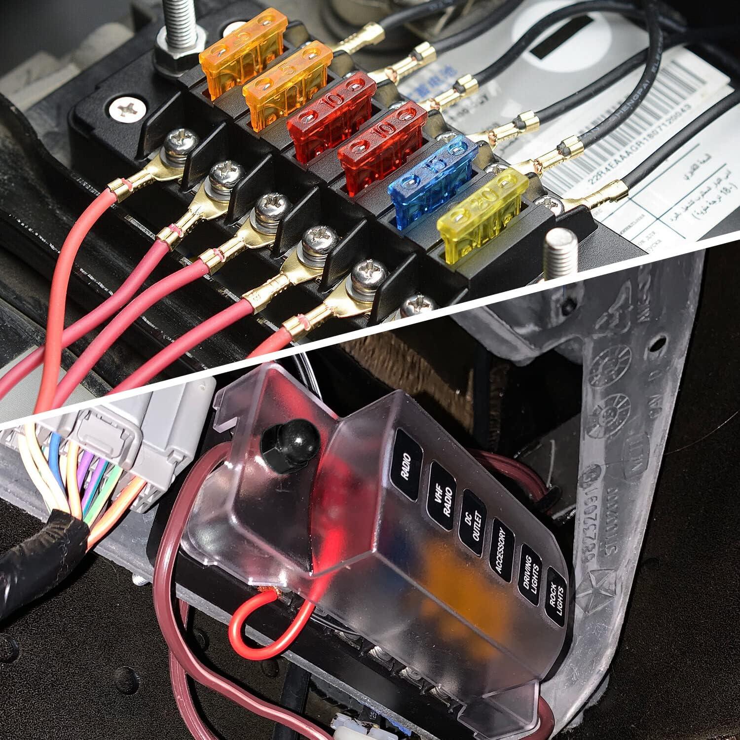 image:imageNilight 12V24V Camping Electrical System Centre Battery Power Control Box Fuse Block Switches Cigar Socket Voltmeter USB Charger Anderson Connector Ideal for RV Car Canopy Caravan Camper Trailer Van6 Way Fuse Block