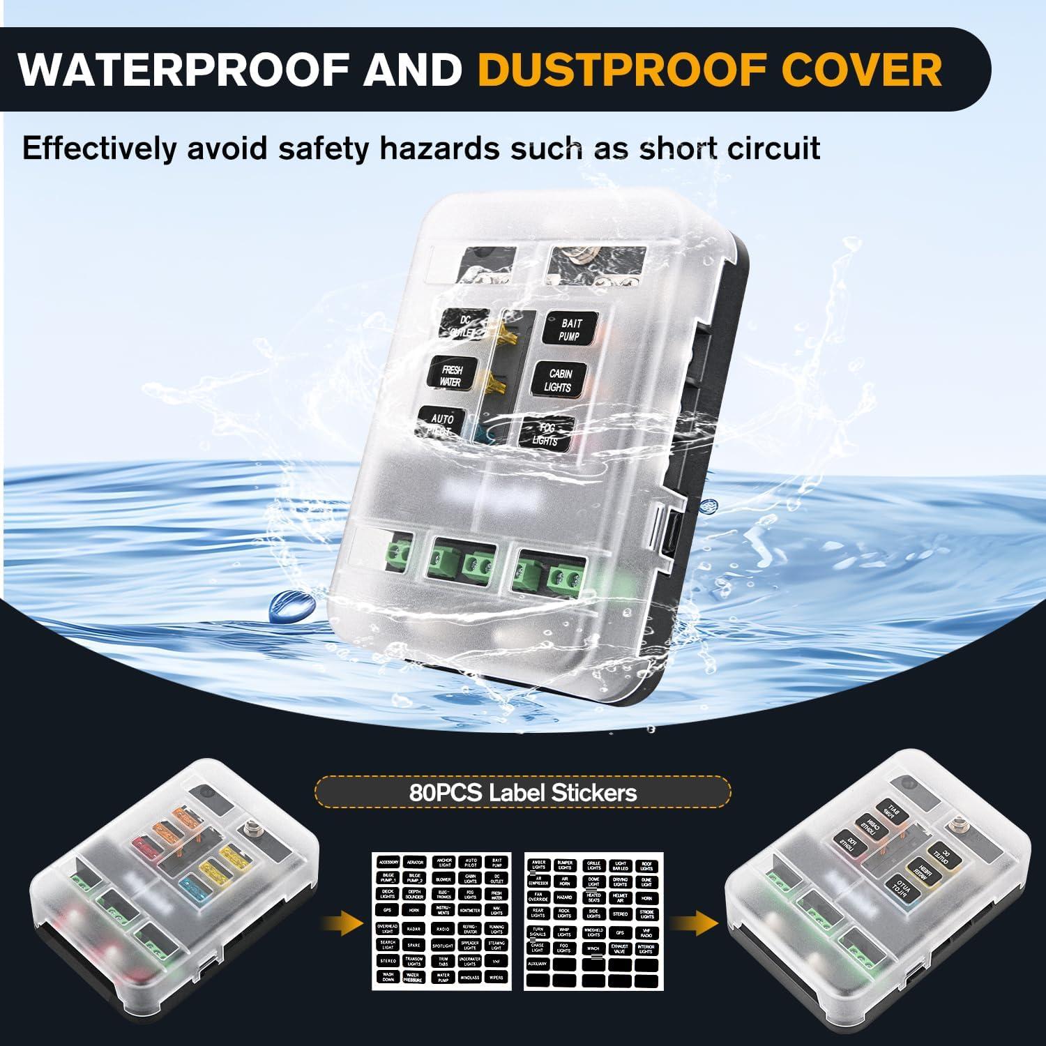 image:imageNilight 12V24V Camping Electrical System Centre Battery Power Control Box Fuse Block Switches Cigar Socket Voltmeter USB Charger Anderson Connector Ideal for RV Car Canopy Caravan Camper Trailer Van6Way Fuse Block wRelay