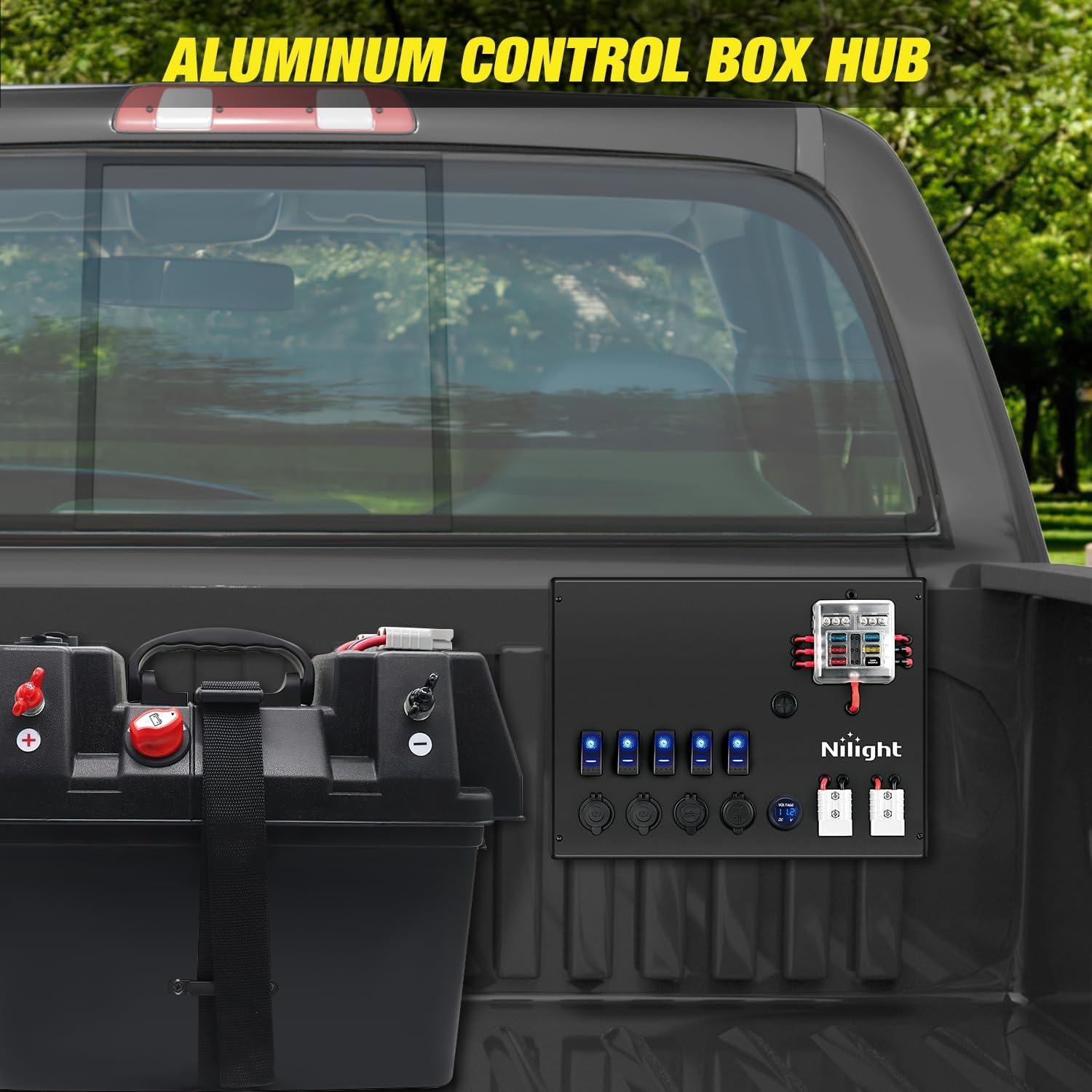 image:imageNilight 12V24V Camping Electrical System Centre Battery Power Control Box Fuse Block Switches Cigar Socket Voltmeter USB Charger Anderson Connector Ideal for RV Car Canopy Caravan Camper Trailer Van12V24V Camping Electrical System Box