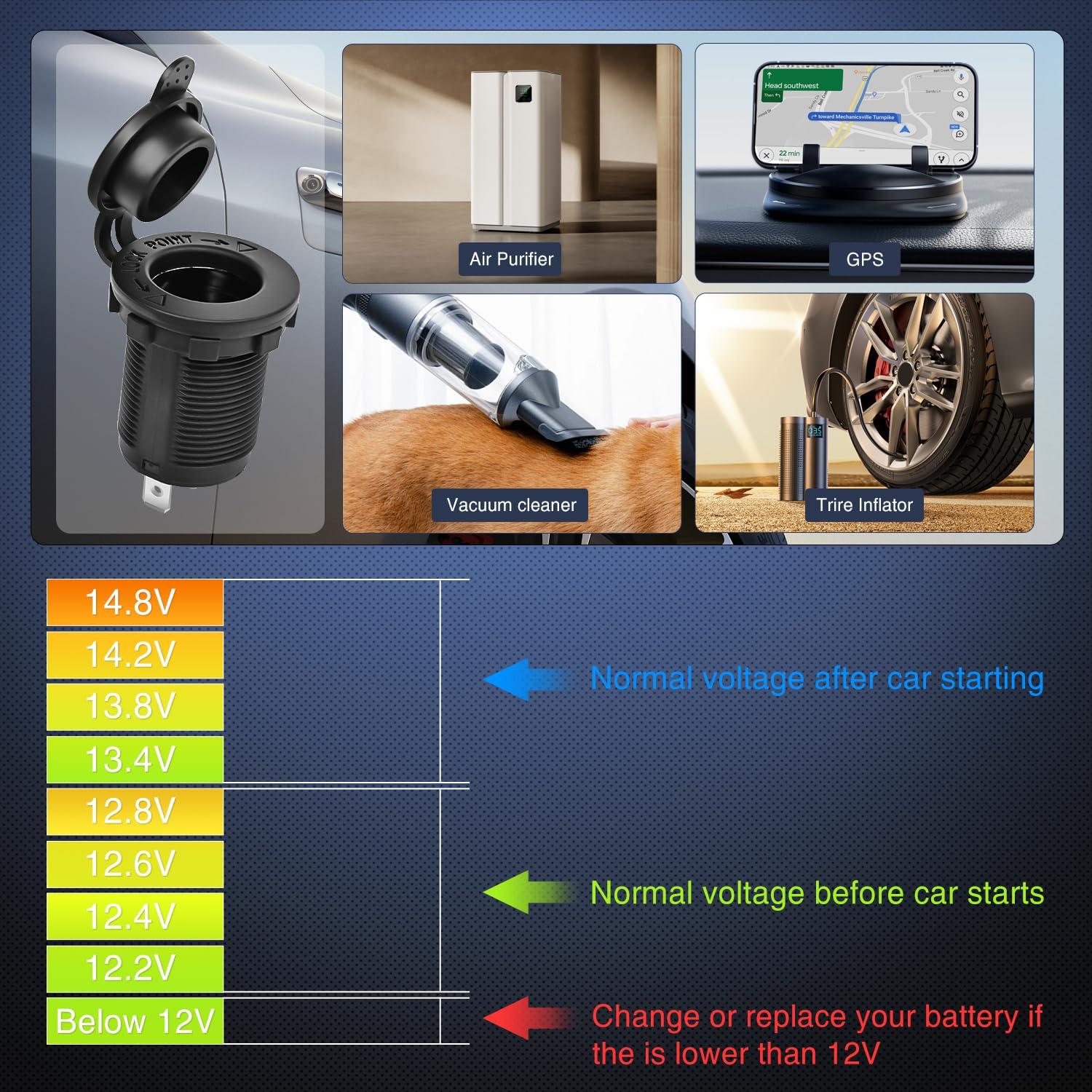 image:imageNilight 8 Gang Rocker Switch Panel Waterproof Aluminum Marine with PD Type C amp USB Charger Cigarette Lighter Socket Voltmeter Inline Fuse 12V 24V ON Off PreWired Switches for Car Truck BoatBlue
