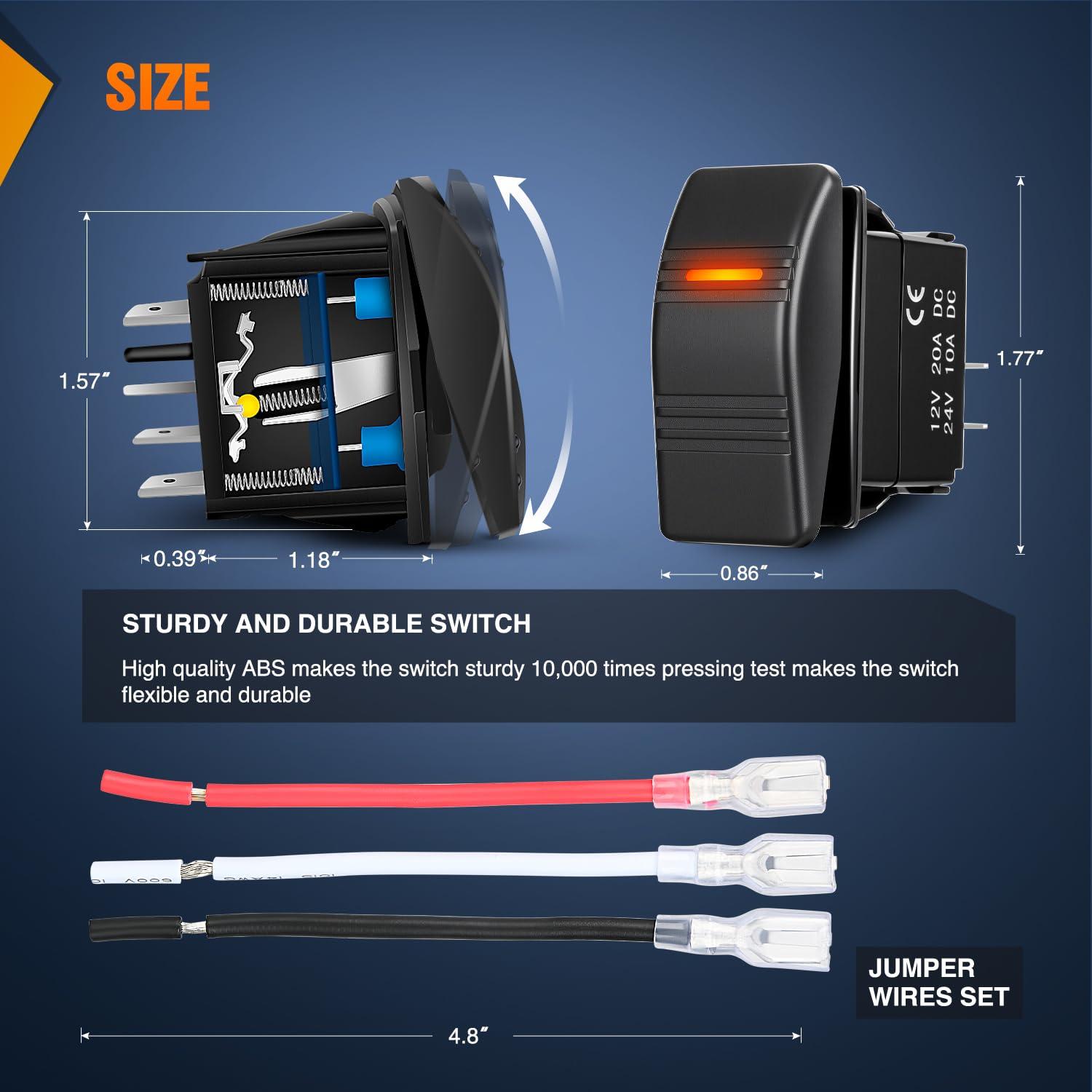image:imageNilight Auto Manual Rocker Switch Bilge Pump Panel with LED 4 Pin On Off ON SPDT Switches 20A12V 10A24V for Marine Boat Yacht Caravan Fishing Vessel RV CamperOrange
