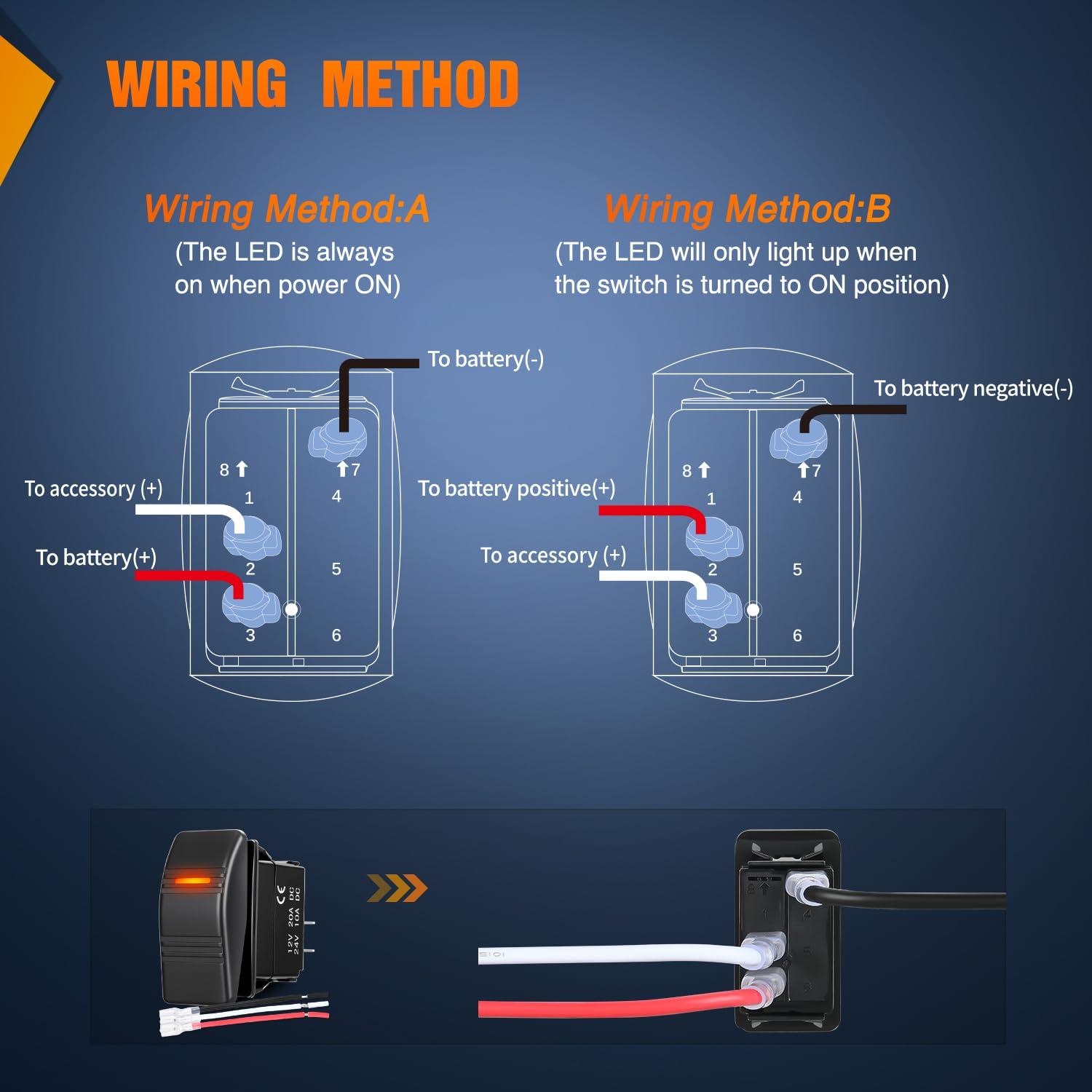 image:imageNilight Auto Manual Rocker Switch Bilge Pump Panel with LED 4 Pin On Off ON SPDT Switches 20A12V 10A24V for Marine Boat Yacht Caravan Fishing Vessel RV CamperOrange