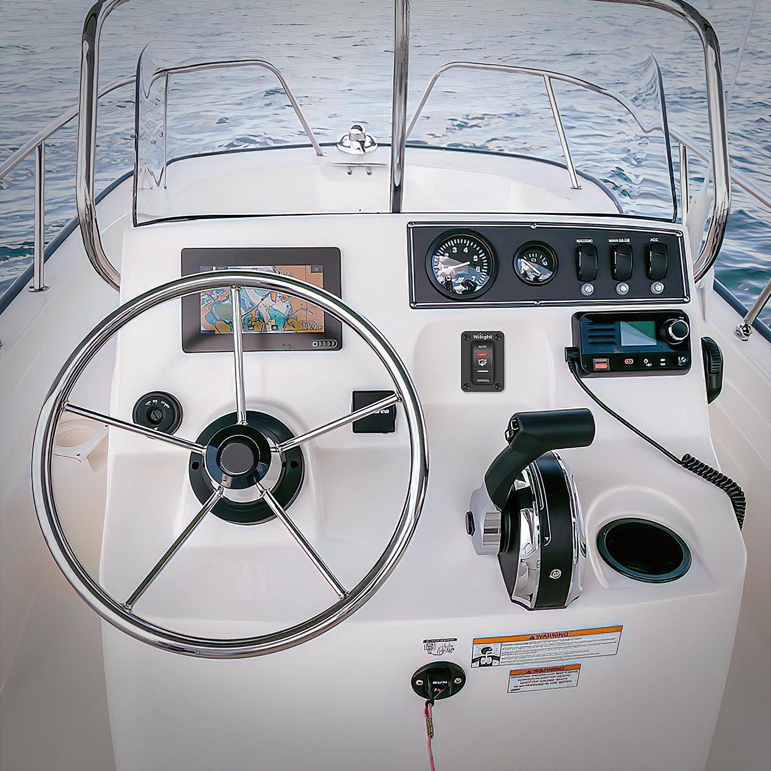 image:imageNilight Auto Manual Rocker Switch Bilge Pump Panel with LED 4 Pin On Off ON SPDT Switches 20A12V 10A24V for Marine Boat Yacht Caravan Fishing Vessel RV CamperAuto Manual Rocker Switch