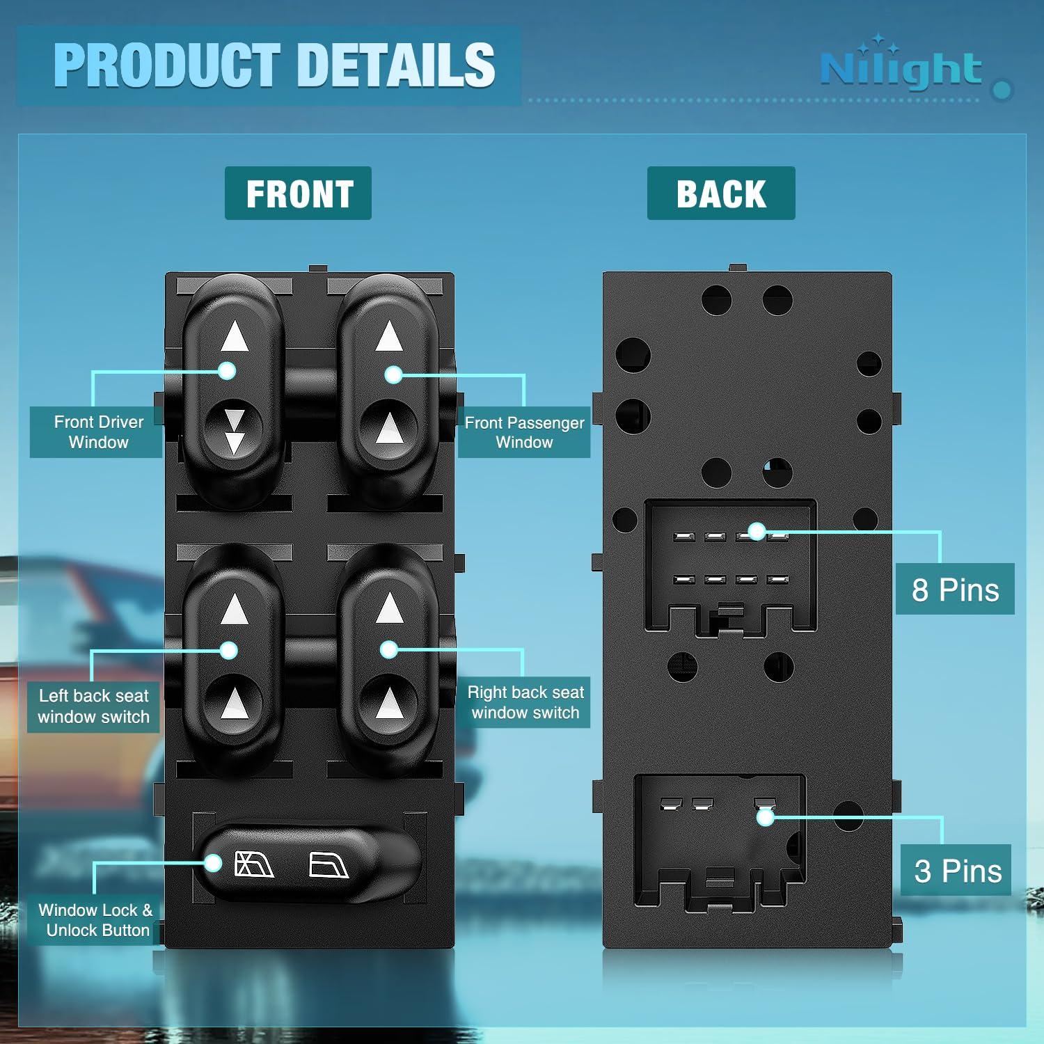image:imageNilight Master Power Window Switch Compatible for 2013 2014 2015 2016 Dodge Dart Jeep Cherokee Chrysler 200 Front Left Driver Side Windows Control SwitchesFord F150Lincoln 20042008