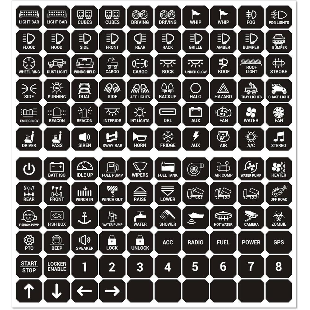 image:imageNilight 120PCS Switch Panel Stickers Multifunction Button Sticker for 68 Gang Label Decal for Circuit Cars Marine Boats RV Truck Vehicle Text Dashboard
