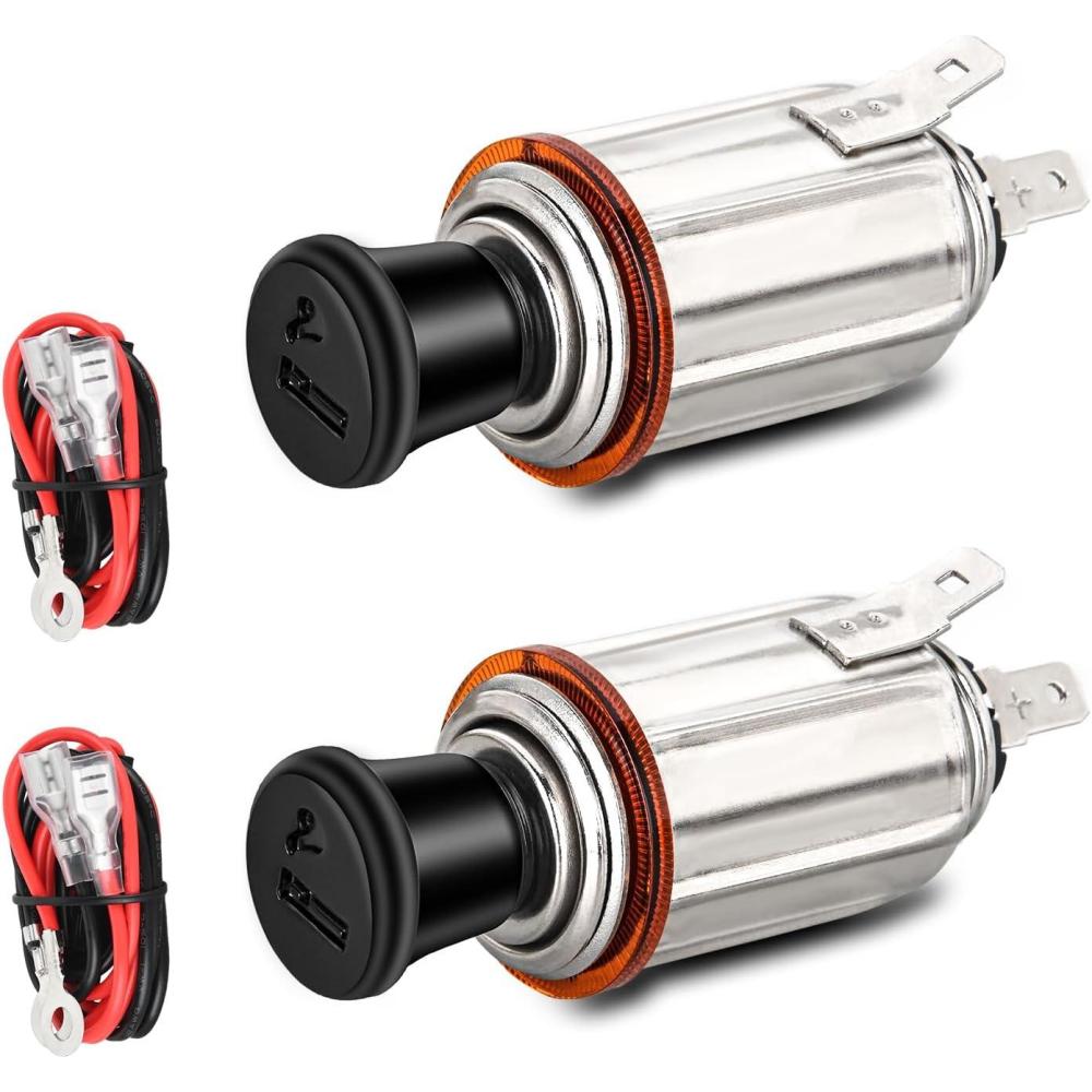 image:imageNilight 2 Pack Cigarette Lighter 12V DC Car Replacement Socket with Terminals Wires Builtin Fuse auto Cigarette Lighter Adapter Push Button car Accessory Replacement Plug for Car Truck RV UTV Boat2 Packs