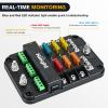 Nilight 12V/24V Camping Electrical System Centre Battery Power Control Box Fuse Block Switches Cigar Socket Voltmeter USB Charger Anderson Connector Ideal for RV Car Canopy Caravan Camper Trailer Van(6Way Fuse Block w/Relay)
