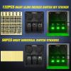 Nilight 8 Gang Rocker Switch Panel Waterproof Aluminum Marine with PD Type C & USB Charger Cigarette Lighter Socket Voltmeter Inline Fuse 12V 24V ON Off Pre-Wired Switches for Car Truck Boat(Green)