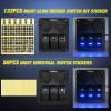 Nilight 8 Gang Rocker Switch Panel Waterproof Aluminum Marine with PD Type C & USB Charger Cigarette Lighter Socket Voltmeter Inline Fuse 12V 24V ON Off Pre-Wired Switches for Car Truck Boat(Blue)
