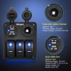 Nilight 8 Gang Rocker Switch Panel Waterproof Aluminum Marine with PD Type C & USB Charger Cigarette Lighter Socket Voltmeter Inline Fuse 12V 24V ON Off Pre-Wired Switches for Car Truck Boat(Blue)