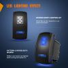 Nilight LED Light Bar Rocker Switch Stereo Rocker Switch 5 Pin Laser On/Off Switch 20A/12V 10A/24V Switch Jumper Wires Set(90006B) , Blue