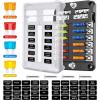 Nilight 12V/24V Camping Electrical System Centre Battery Power Control Box Fuse Block Switches Cigar Socket Voltmeter USB Charger Anderson Connector Ideal for RV Car Canopy Caravan Camper Trailer Van(12Way Fuse Block)