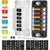 Nilight 12V/24V Camping Electrical System Centre Battery Power Control Box Fuse Block Switches Cigar Socket Voltmeter USB Charger Anderson Connector Ideal for RV Car Canopy Caravan Camper Trailer Van(6 Way Fuse Block)