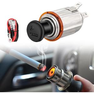 Nilight 2 Pack Cigarette Lighter 12V DC Car Replacement Socket with Terminals Wires Built-in Fuse auto Cigarette Lighter Adapter Push Button car Accessory Replacement Plug for Car Truck RV UTV Boat(1 Pack)