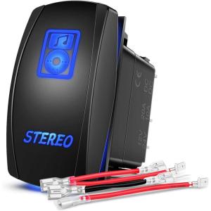 Nilight LED Light Bar Rocker Switch Stereo Rocker Switch 5 Pin Laser On/Off Switch 20A/12V 10A/24V Switch Jumper Wires Set(90006B) , Blue