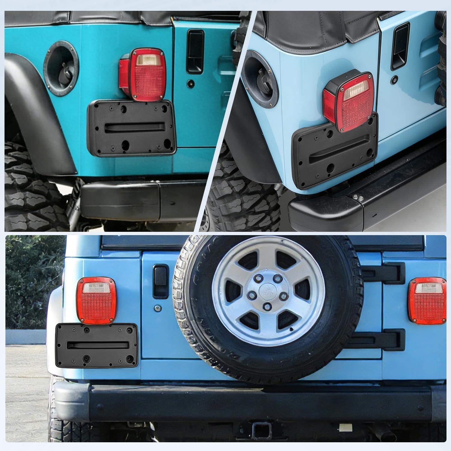 image:imageNilight Rear License Plate Frame Holder Bracket for 1997 1998 1999 2000 2001 2002 2003 2004 2005 2006 Jeep Wrangler TJ Accessories Replace 55174994 Plastic License Plate Mounting BlackJeep Wrangler TJ 19972006