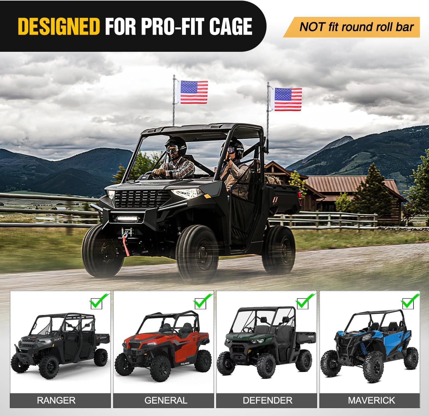 image:imageNilight UTV Flag Antenna Mount Whip Light Mounting Bracket Red Adjustable Heavy Duty for 15 to 175 and 175 to 2 for Polaris RZR Ranger Can Am Maverick X3 TalonFor Profit Cage 2Pcs