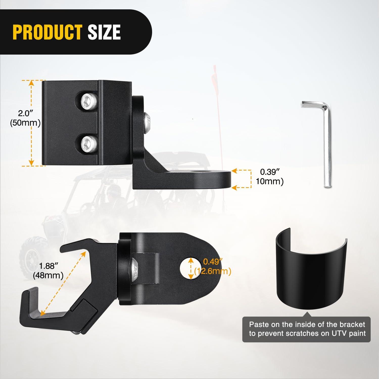 image:imageNilight UTV Flag Antenna Mount Whip Light Mounting Bracket Red Adjustable Heavy Duty for 15 to 175 and 175 to 2 for Polaris RZR Ranger Can Am Maverick X3 TalonFor Profit Cage 1Pc