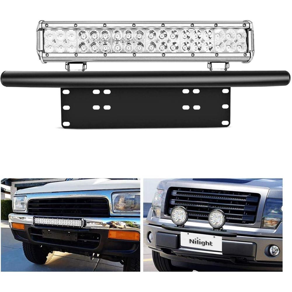 image:imageNilight Front Lower Hidden Bumper Mounting Brackets for 32inch Single Row LED Light Bar Compatible with 20152022 Chevy Colorado 4WD2WD 20152022 GMC Canyon 4WD2WDBlackUniversal License Plate Bracket