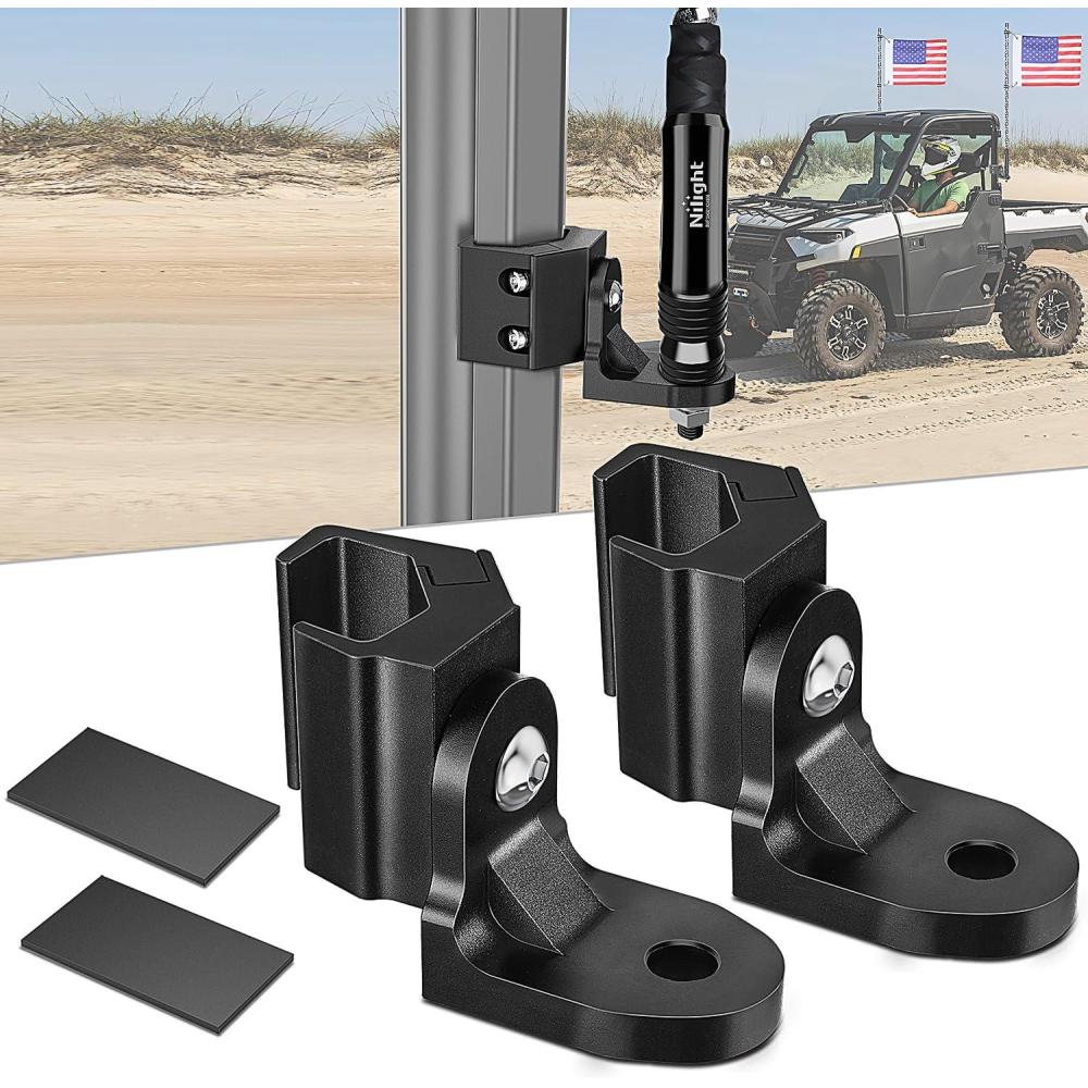 image:imageNilight UTV Flag Antenna Mount Whip Light Mounting Bracket Red Adjustable Heavy Duty for 15 to 175 and 175 to 2 for Polaris RZR Ranger Can Am Maverick X3 TalonFor Profit Cage 2Pcs