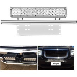 Nilight Front Lower Hidden Bumper Mounting Brackets for 32inch Single Row LED Light Bar Compatible with 2015-2022 Chevy Colorado 4WD/2WD 2015-2022 GMC Canyon 4WD/2WD(Silver-Universal License Plate Bracket)