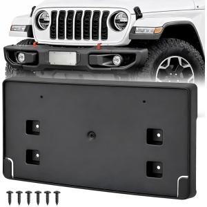 Nilight Rear License Plate Frame Holder Bracket for 1997 1998 1999 2000 2001 2002 2003 2004 2005 2006 Jeep Wrangler TJ Accessories Replace #55174994 Plastic License Plate Mounting Black(Jeep JL& JT 2018-2026)