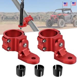 Nilight UTV Flag Antenna Mount Whip Light Mounting Bracket Red Adjustable Heavy Duty for 1.5″ to 1.75″ and 1.75″ to 2″ for Polaris RZR Ranger Can Am Maverick X3 Talon(For Round Cages Red 2Pcs)