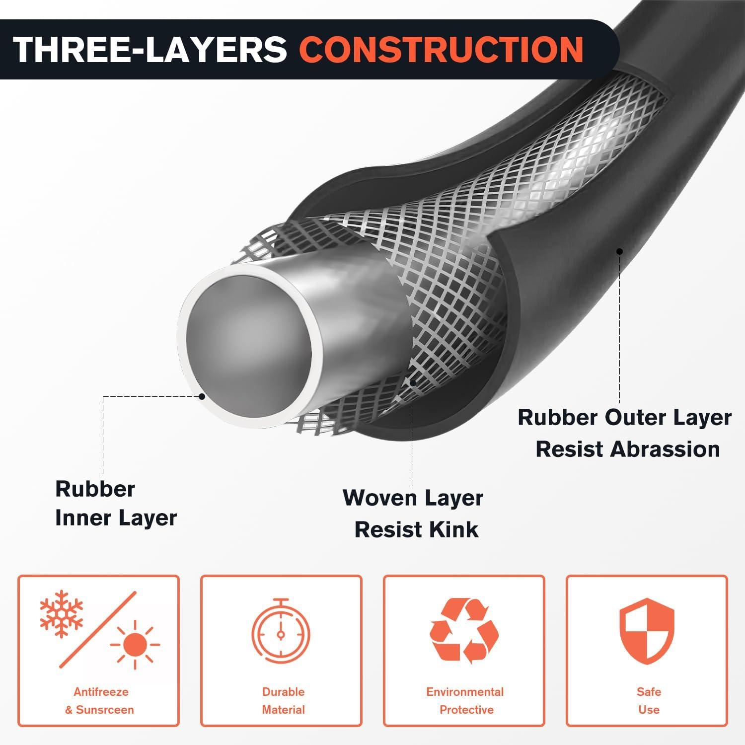 image:imageNilight 12 FT Air Line Hose Assembly Rubber with 12 NPT Swivel Fitting Straight Heavy Duty Power Hoses Set Spring Guard Grips DOT Fittings for Semi Truck Trailer Tractor12FT Air Brake Hose