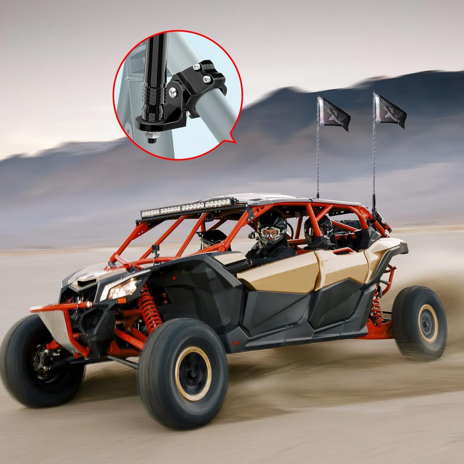 image:imageNilight 1PC UTV Flag Antenna Mount Whip Light Mounting Bracket Black Adjustable Heavy Duty for 15 to 175inch 175 to 2inch for Polaris RZR Ranger Can Am Maverick X3 Talon